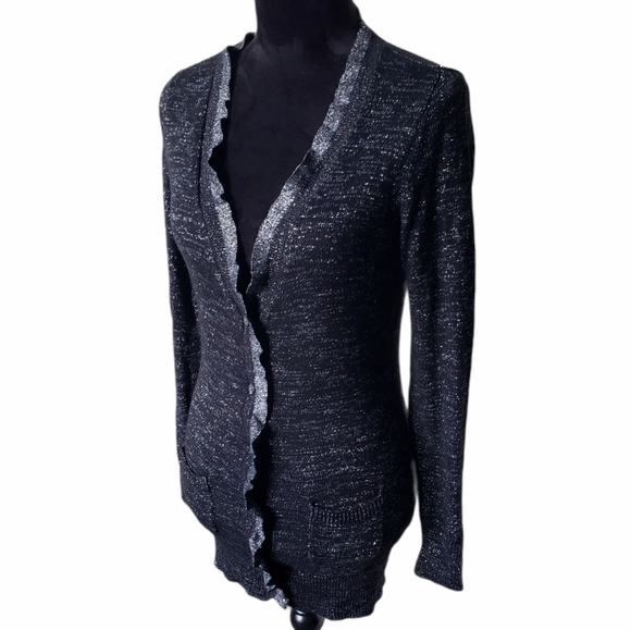 B2G1 Victoria's Secret Black Metallic Cardigan - Picture 3 of 6